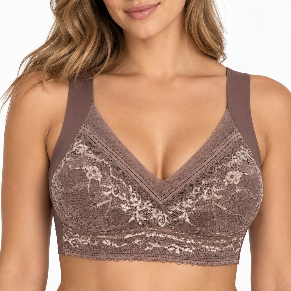 Seamless Wireless Mauve Lace Bralette Comfort Bra